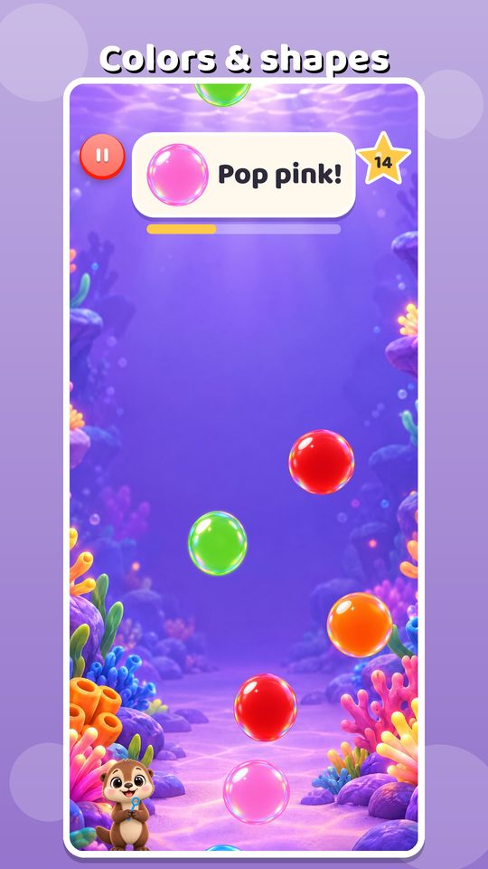 Color Cove: glossy colored bubbles in a glowing purple reef