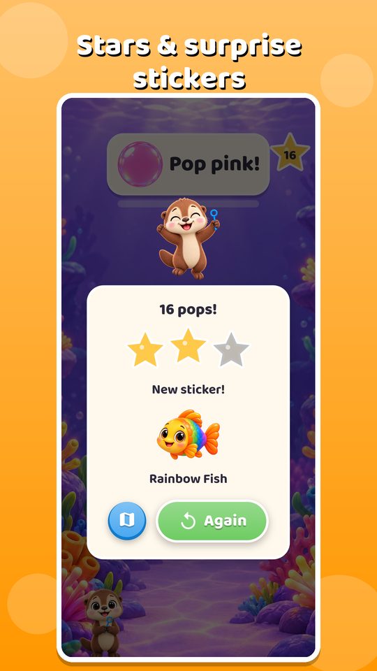 The round-end card with two stars and a new Rainbow Fish sticker