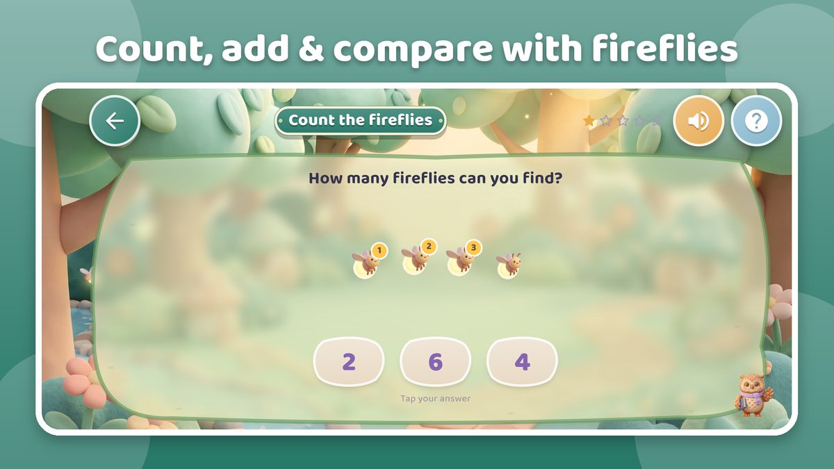 Counting fireflies with tap-to-count number badges