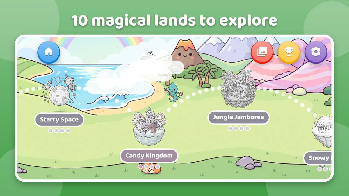 The Colorland world map with lands to explore